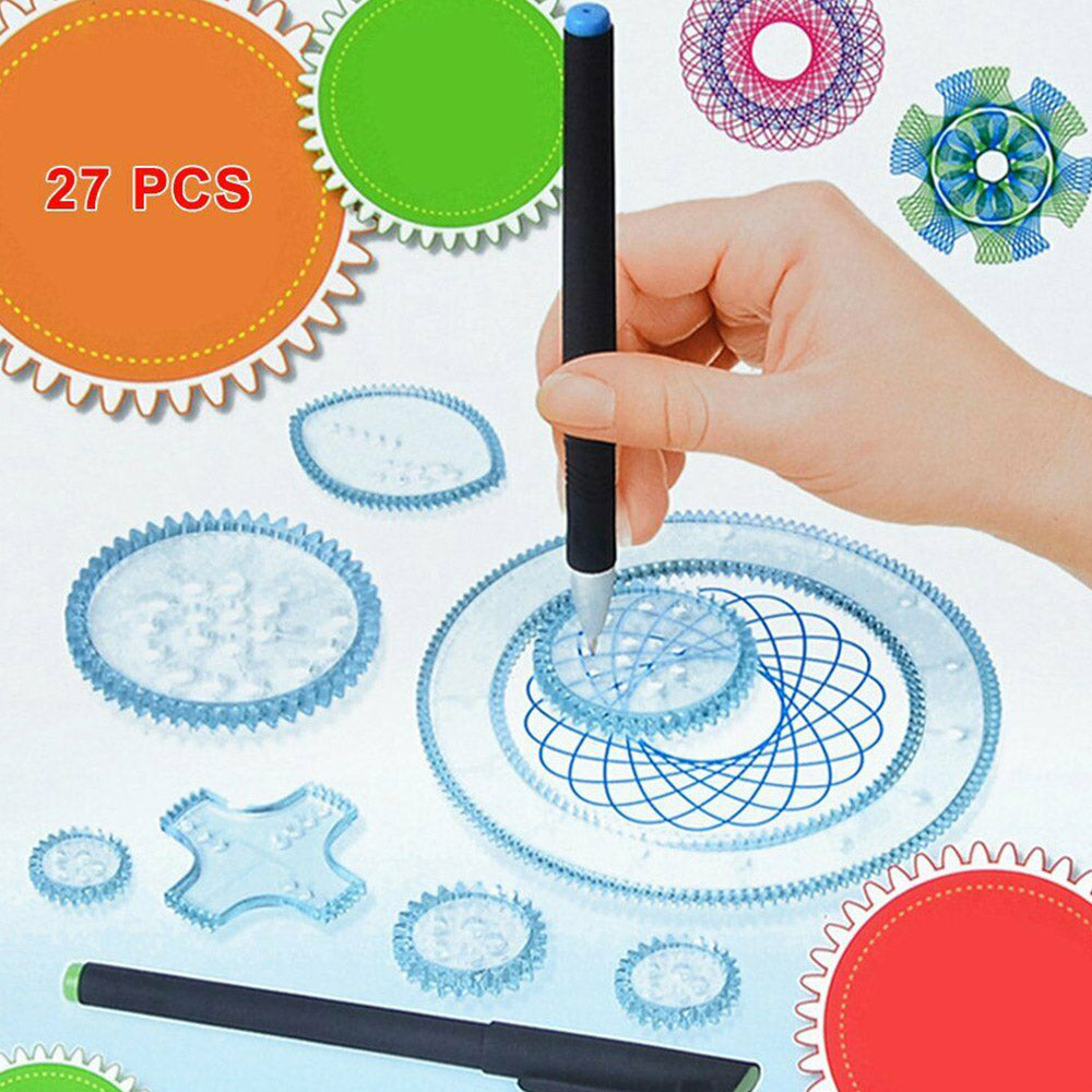 27 Pieces Original Spirograph Design Set Educational Toys Spirograph Drawing Toys Set Draw Drawing Kids Art Craft Create