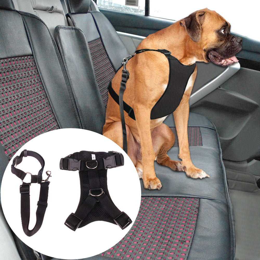 XS Black Car Seat Safety Belt Pet Leash Adjustable Dog Harness Mesh Vest Chest Strap