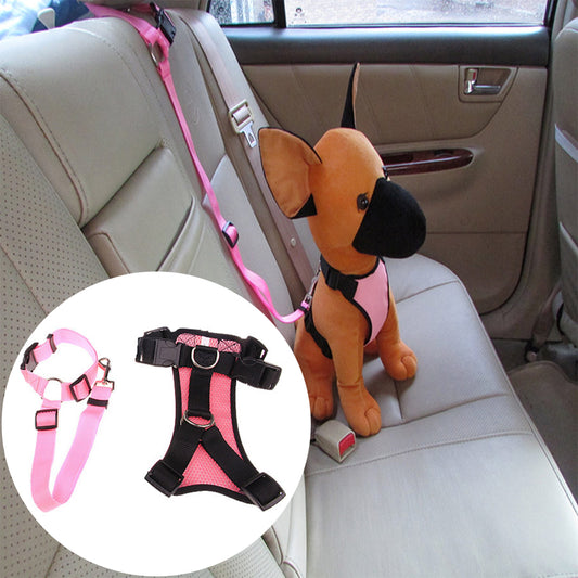 XS Pink Car Seat Safety Belt Pet Leash Adjustable Dog Harness Mesh Vest Chest Strap