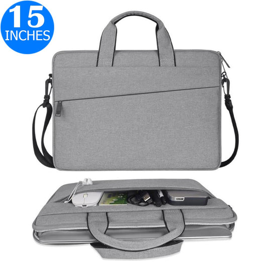 15 Inches Handheld Laptop Bag Portable Lightweight Shoulder Bag Shock Absorption Handbag Light Grey