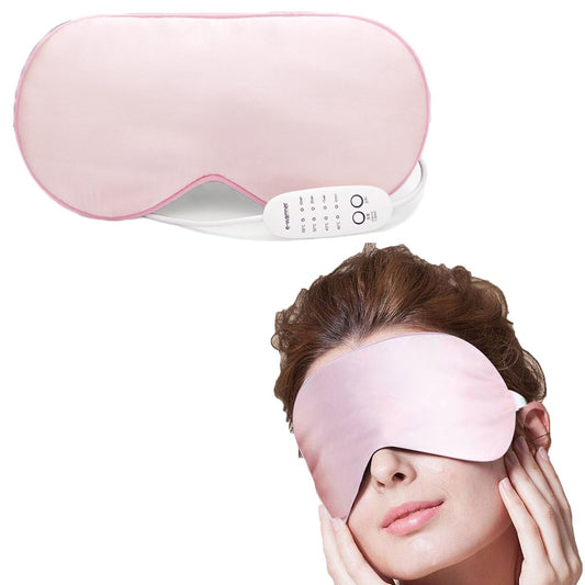 USB Charging Heated Silk Eye Mask Soft Sleeping Mask Adjustable Travel Mask Pink