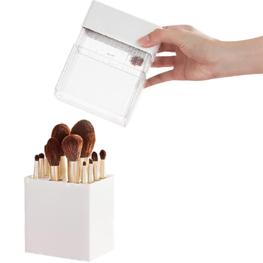 Air-Drying Makeup Brushes Box Makeup Brush Holder Multifunctional Cosmetic Organizer Dustproof 12 Holes Storage Box White