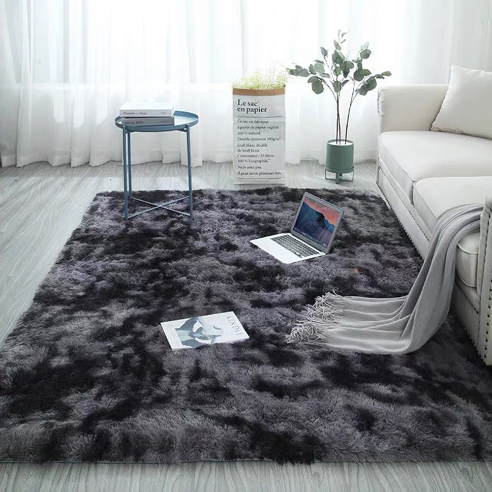 120 x 160cm Dark Grey Soft Rectangle Floor Rug Dye Mat Bedroom Area Rug Shaggy Carpet Home Decoration