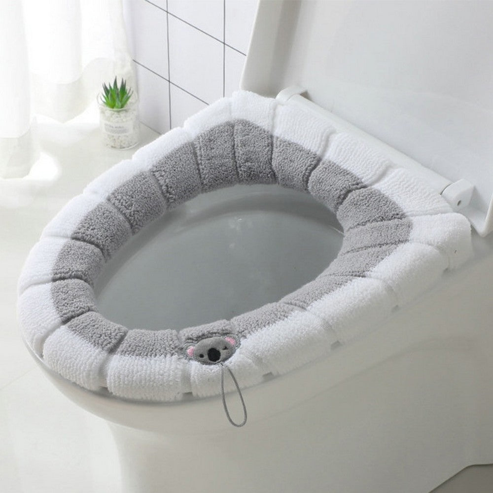 2 X Winter Warm Bathroom Stretchable Closestool Toilet Seat Cover Pad Grey Green