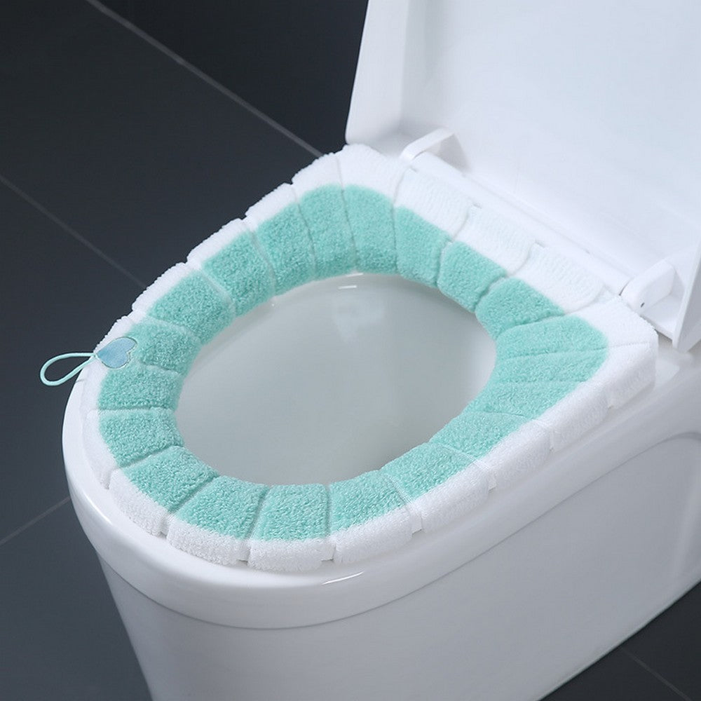 2 X Winter Warm Bathroom Stretchable Closestool Toilet Seat Cover Pad Grey Green