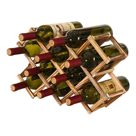 For Ten Bottles Foldable Wooden Wine Bottle Holder Wine Display Rack Shelf