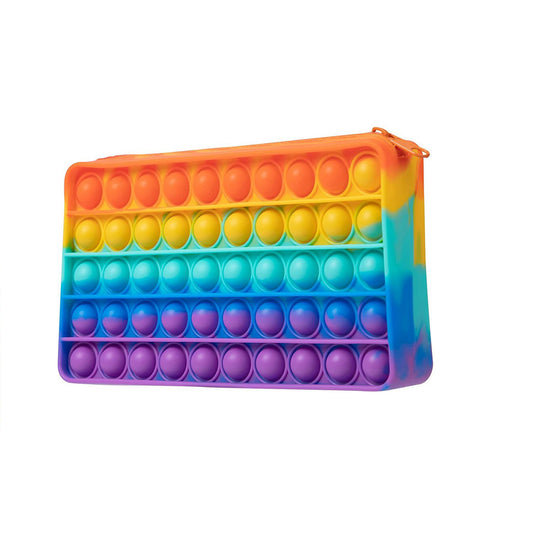 Rainbow Colour Push Bubble Fidget Toys Pencil Case