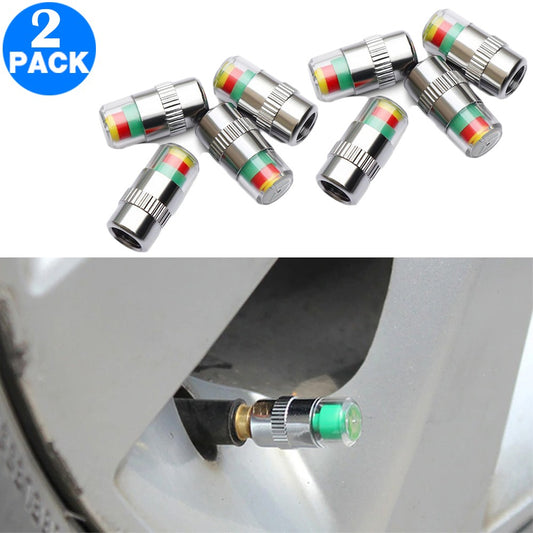 2 X 4PCS Tyre Pressure Valve Caps with Indicators