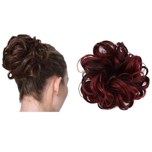 Messy Bun Scrunchie Hair Care Extension-Wine red