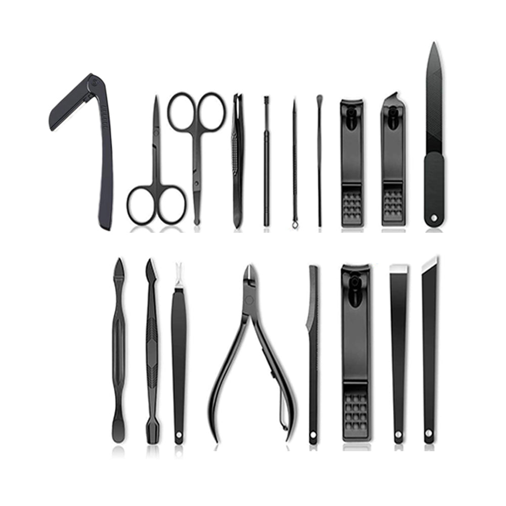 18PCS Stainless Steel Manicure Nail Kit Pedicure Grooming Clippers Tools