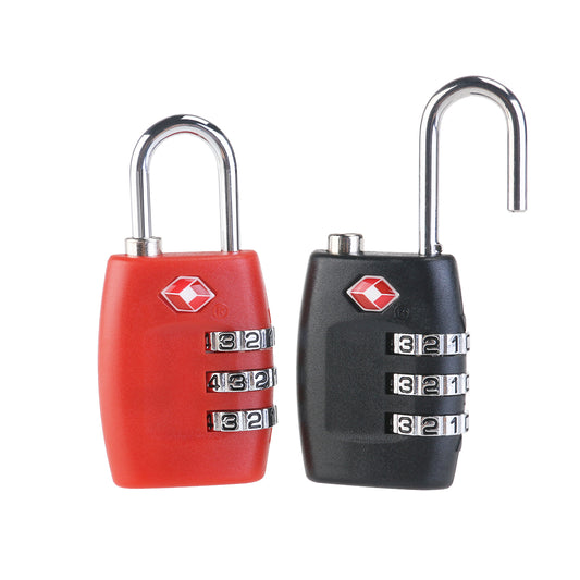 2 X Travel Lock TSA Luggage Locks Travel Padlock Luggage Padlock Black Red