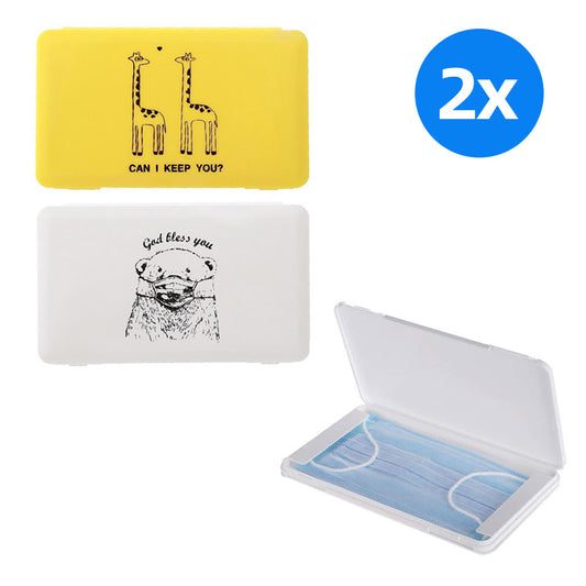 2pcs Health Face Mask Storage Boxs -Yellow aand White