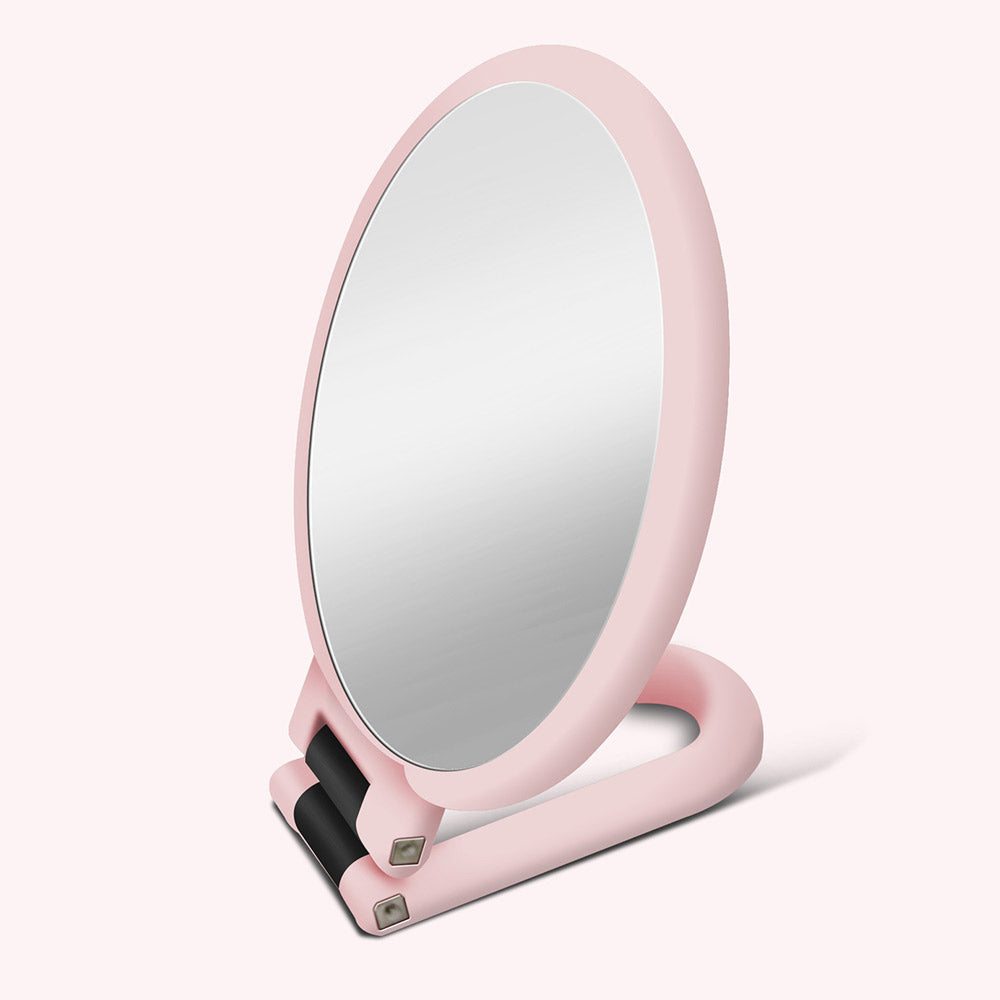 Makeup Double-Sided 5x 1x Magnifying Handheld Mirror - Pink