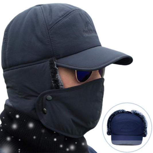 Outdoor Ski Fleece Hat Warmer with Face Mask-Navy