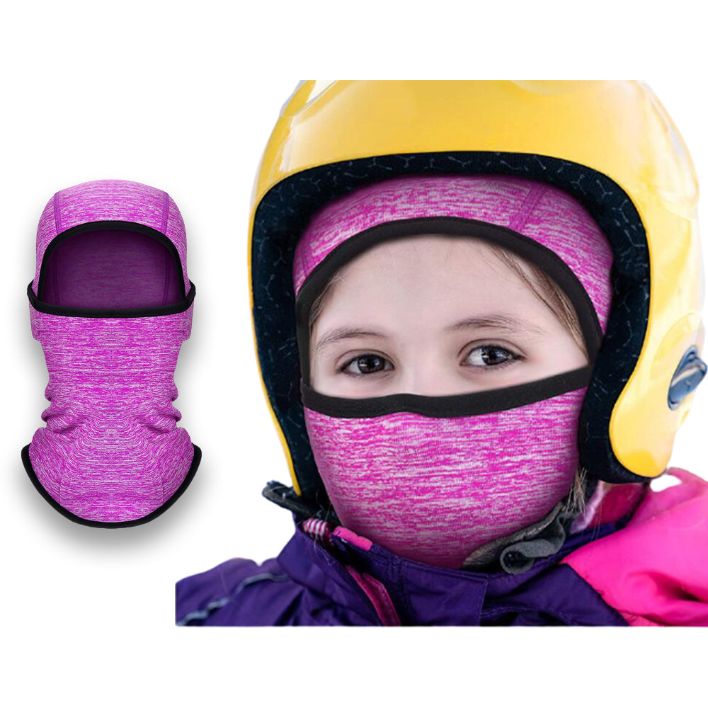 Outdoor Kids Ski Hat with Face Mask-Rose