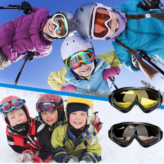 Two Pairs of Outdoor Ski Goggles-Yellow and Marron