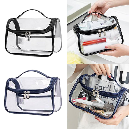 2X Black Blue Transparen Travel Clear Cosmetic Bag Makeup Brushes Storage Bag