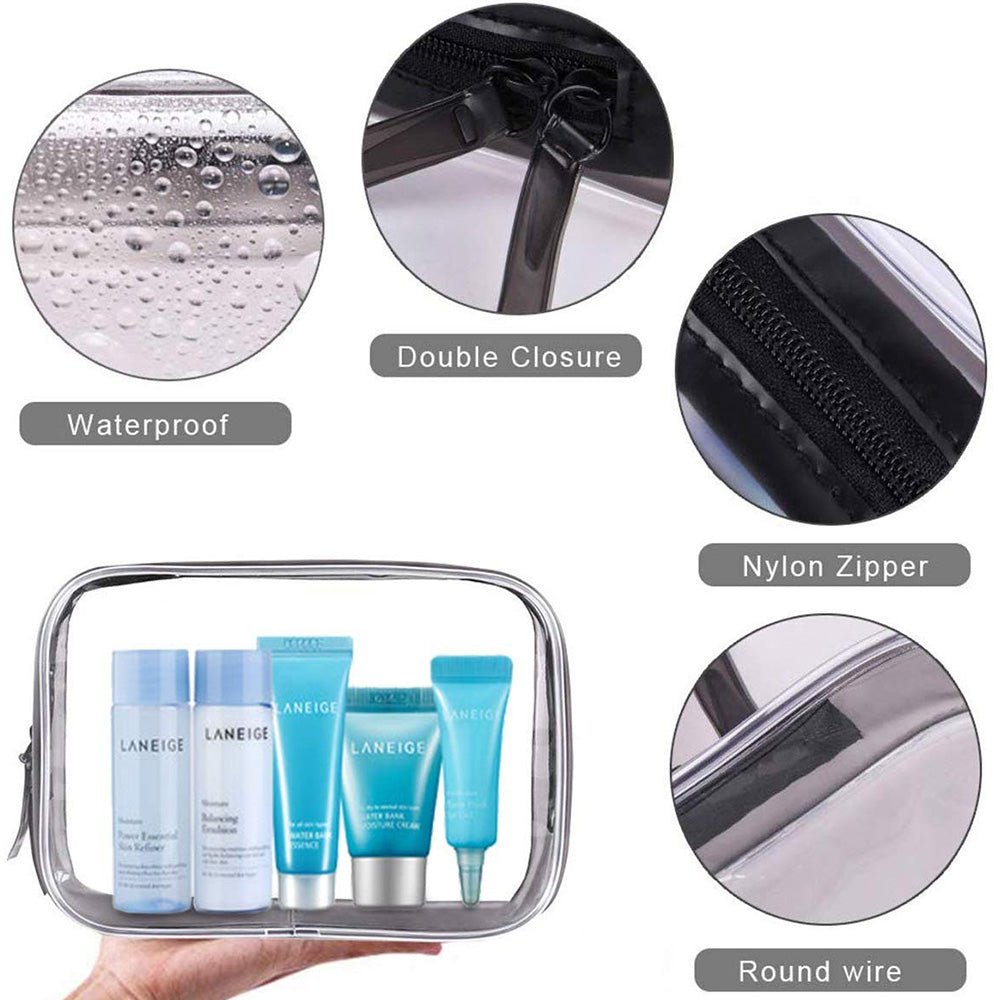 4 X Clear Cosmetic Toiletry Bags Storage Bags Travel Makeup Brushes Organizers