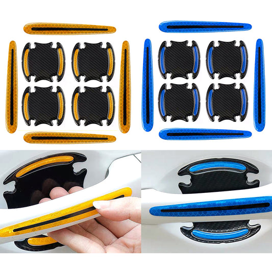 16Pcs Car Door Handle Reflective Sticker Car Decor Blue Yellow