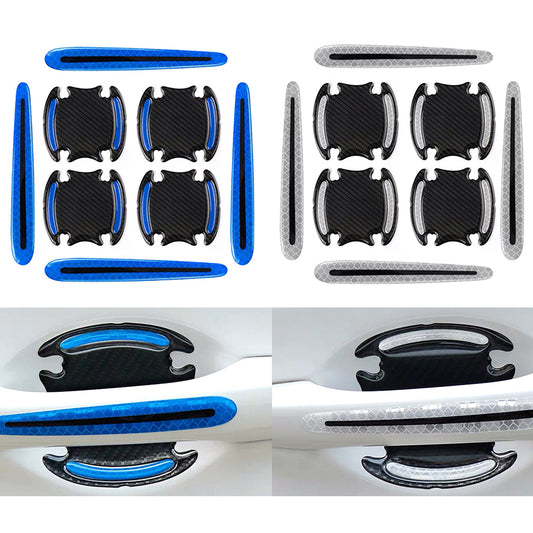 16Pcs Car Door Handle Reflective Sticker Car Decor Blue White