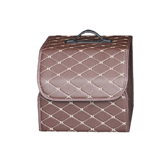 Small Size Folding PU Leather Auto Car Trunk Organizer Storage Box Car Trunk Storage Case Coffee