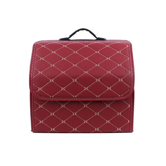 Small Size Folding PU Leather Auto Car Trunk Organizer Storage Box Car Trunk Storage Case Red