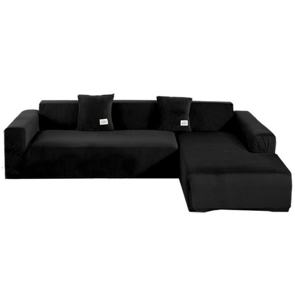 1 Seat Fleece Stretch Sofa Cover Couch Cover Black