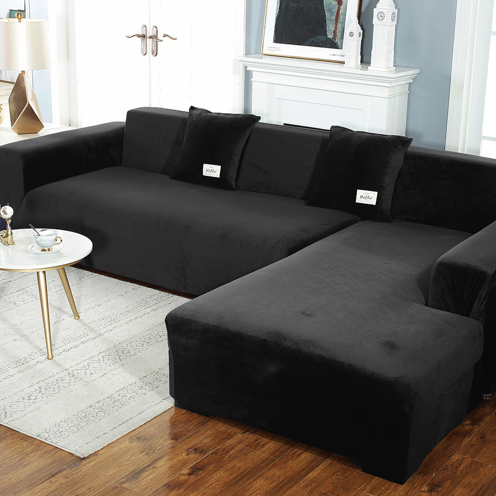 1 Seat Fleece Stretch Sofa Cover Couch Cover Black