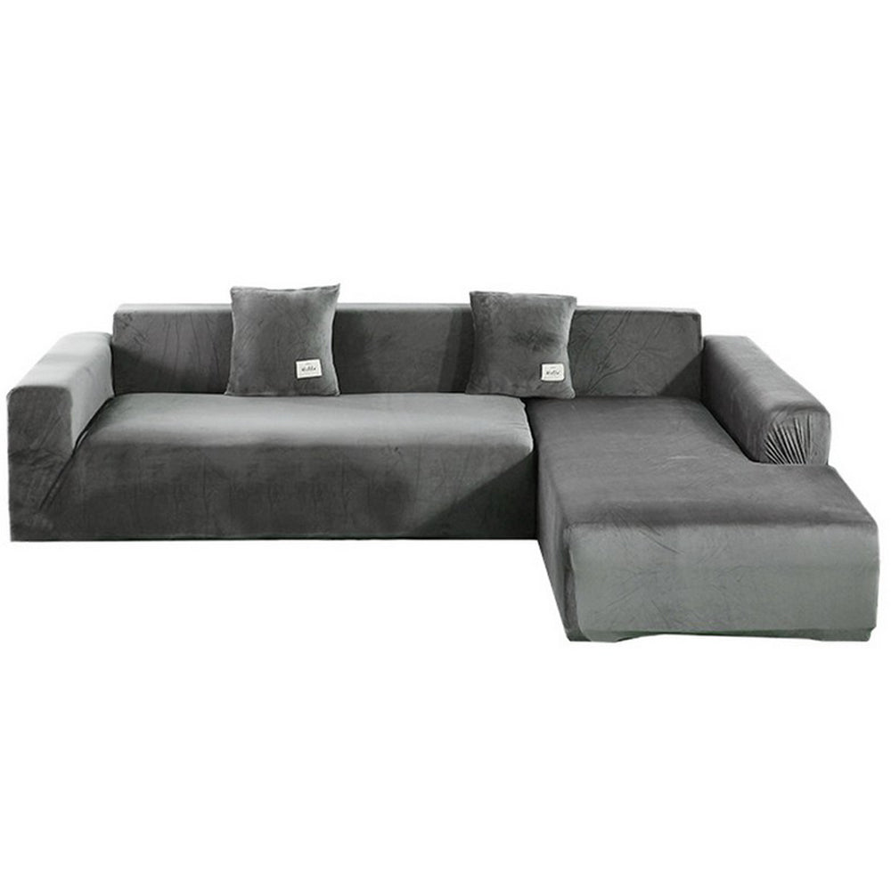 1 Seat Fleece Stretch Sofa Cover Couch Cover Grey