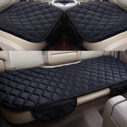 3Pcs Car Seat Cushions Winter Warm Car Seat Mats for Front Seats Rear Seat Black