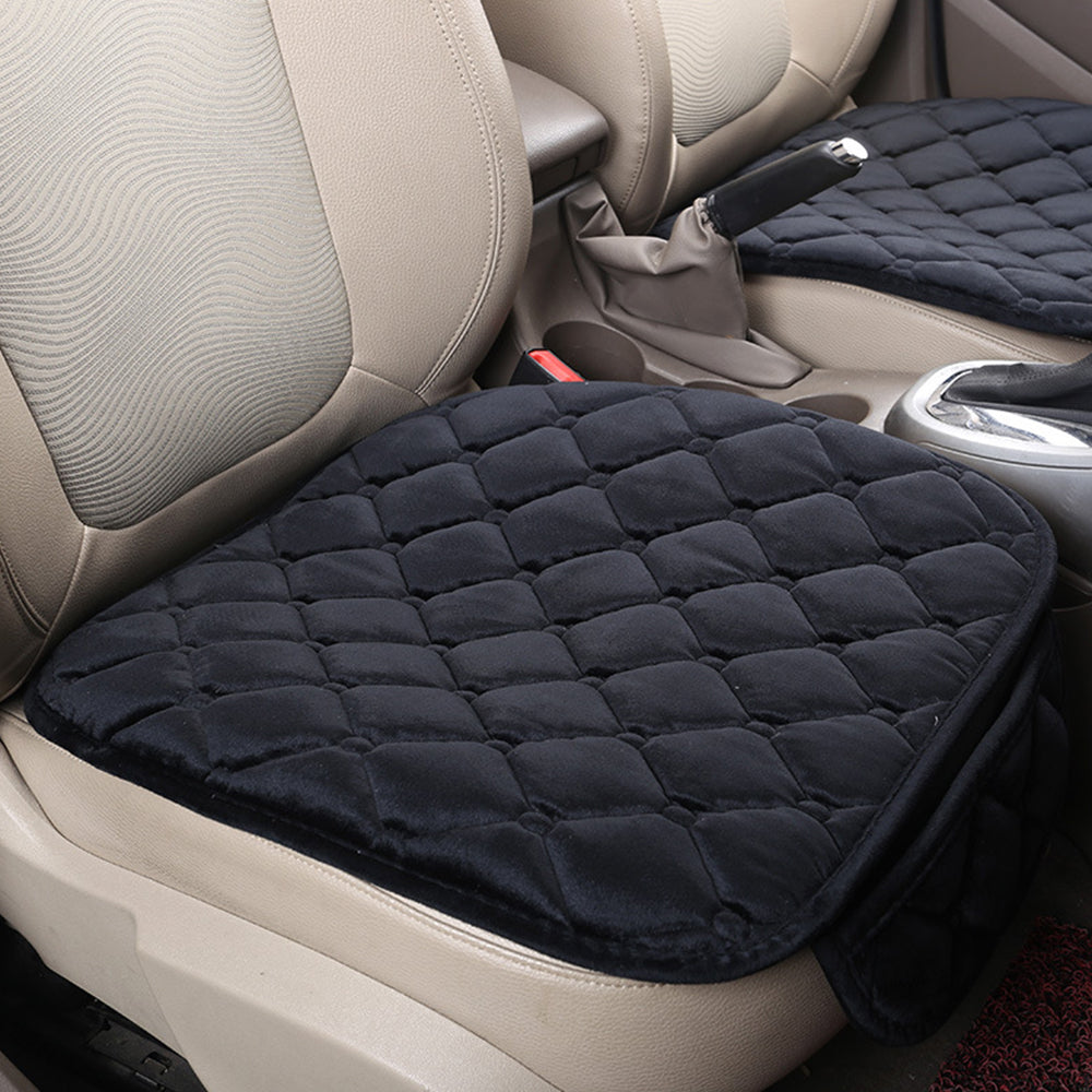 3Pcs Car Seat Cushions Winter Warm Car Seat Mats for Front Seats Rear Seat Black