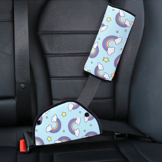 Kids Car Seat Belt Adjustment Holder Seat Belt Padding Cover Rainbow