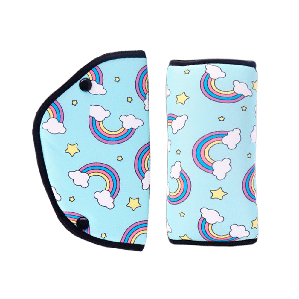 2 X Kids Car Seat Belt Adjustment Holder Seat Belt Padding Cover Lion Rainbow