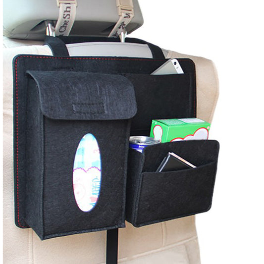 Multi Pocket Car Seat Back Organizer Storage Bag Black