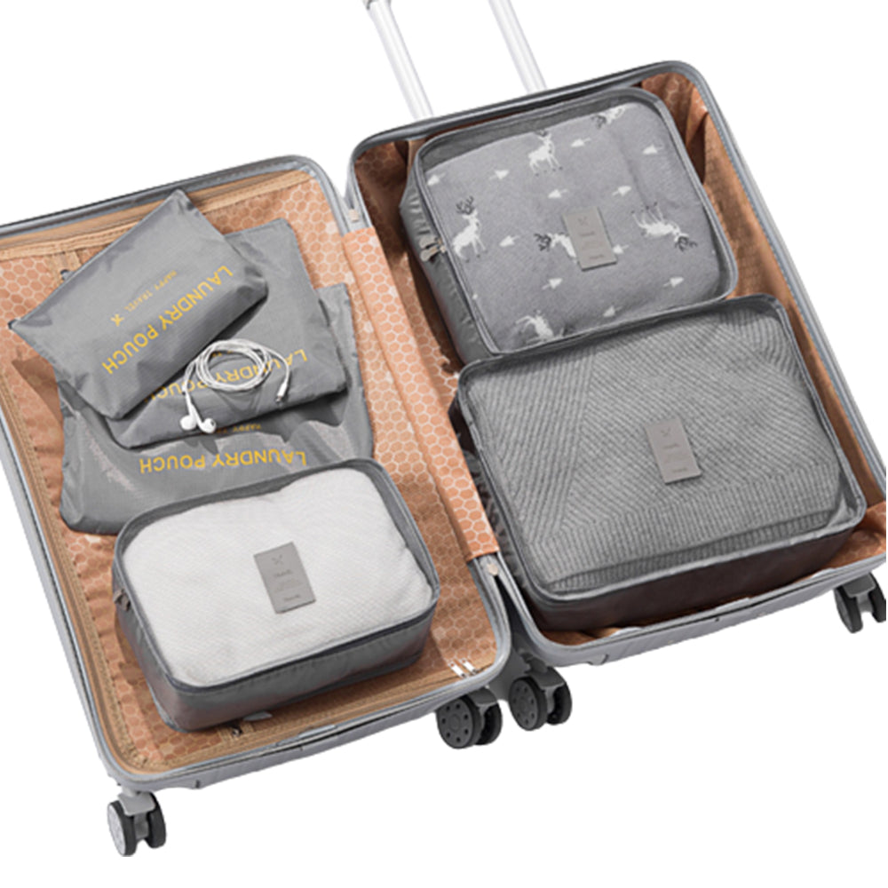 6Pcs Travel Packing Cubes Travel Bag Travel Accessories Grey