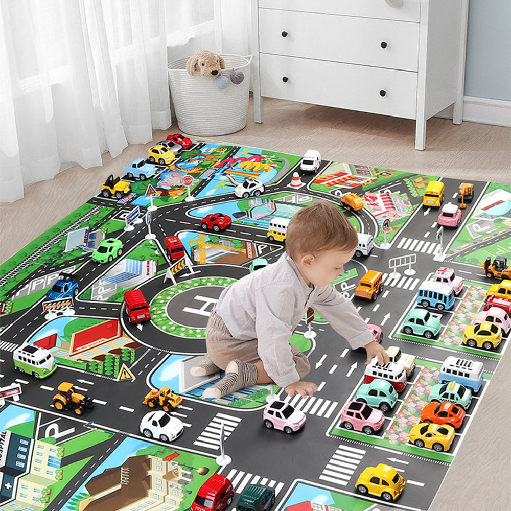 1X Kids Carpet Style Playmat Road Traffic Theme Rug Style Play Mat