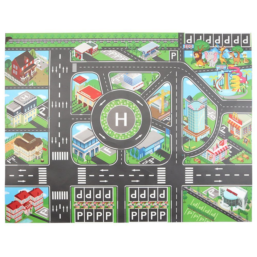 1X Kids Carpet Style Playmat Road Traffic Theme Rug Style Play Mat