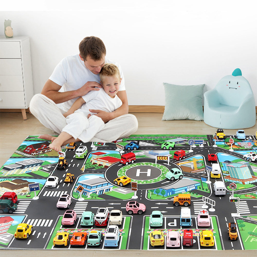 1X Kids Carpet Style Playmat Road Traffic Theme Rug Style Play Mat