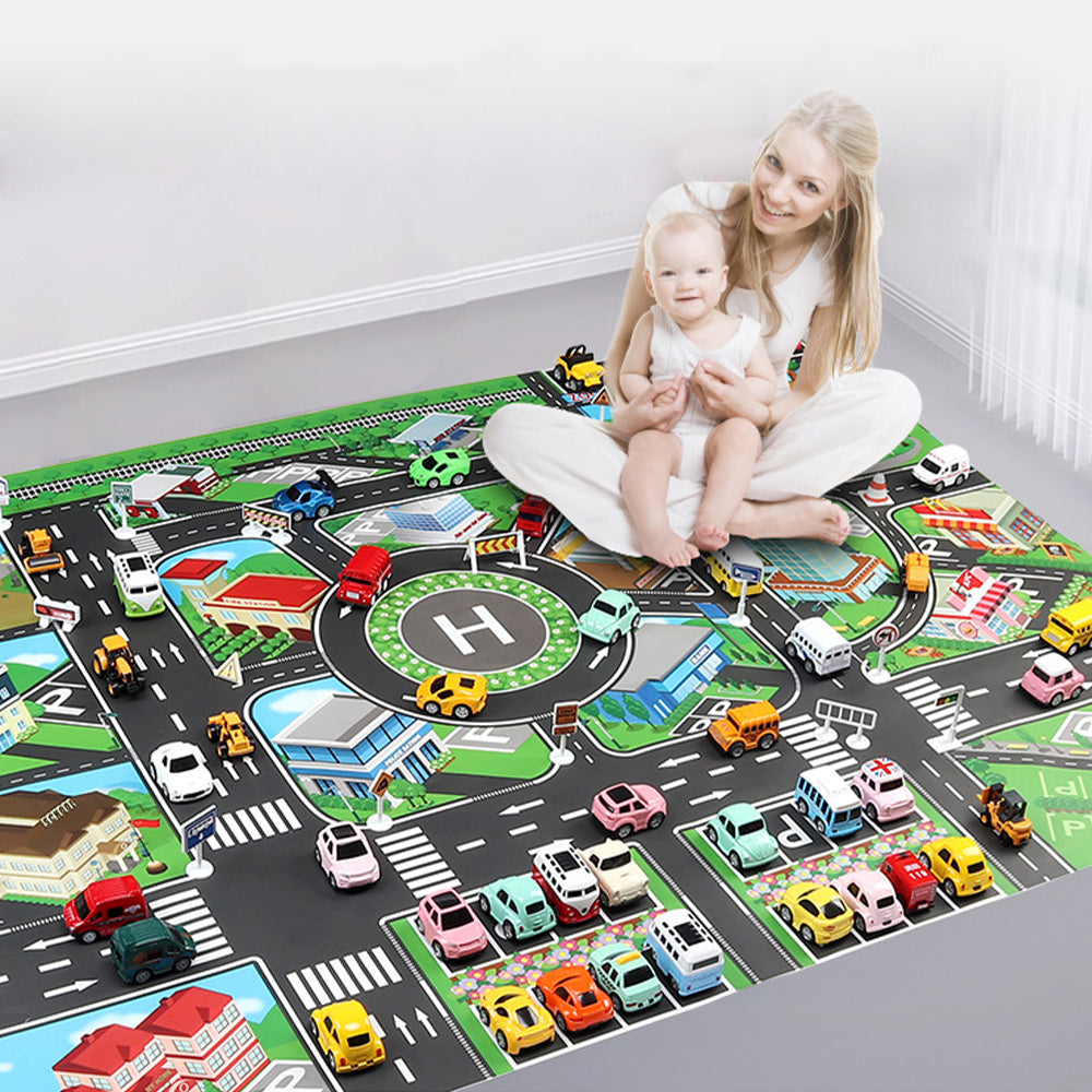 2X Kids Carpet Style Playmat Road Traffic Theme Rug Style Play Mat