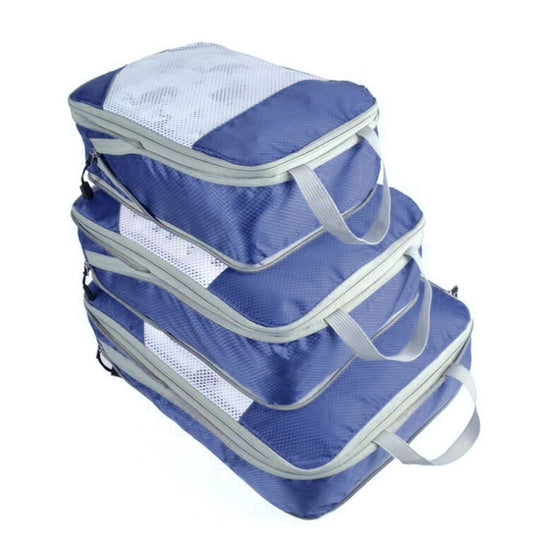 3 X Travel Compression Packing Cubes Travel Packing Cubes Blue