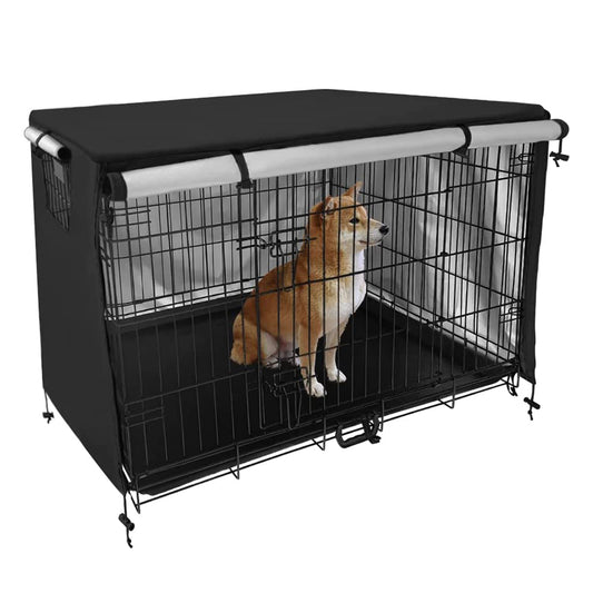 Wind Resistant Pet Dog Crate Cover Black Large Size