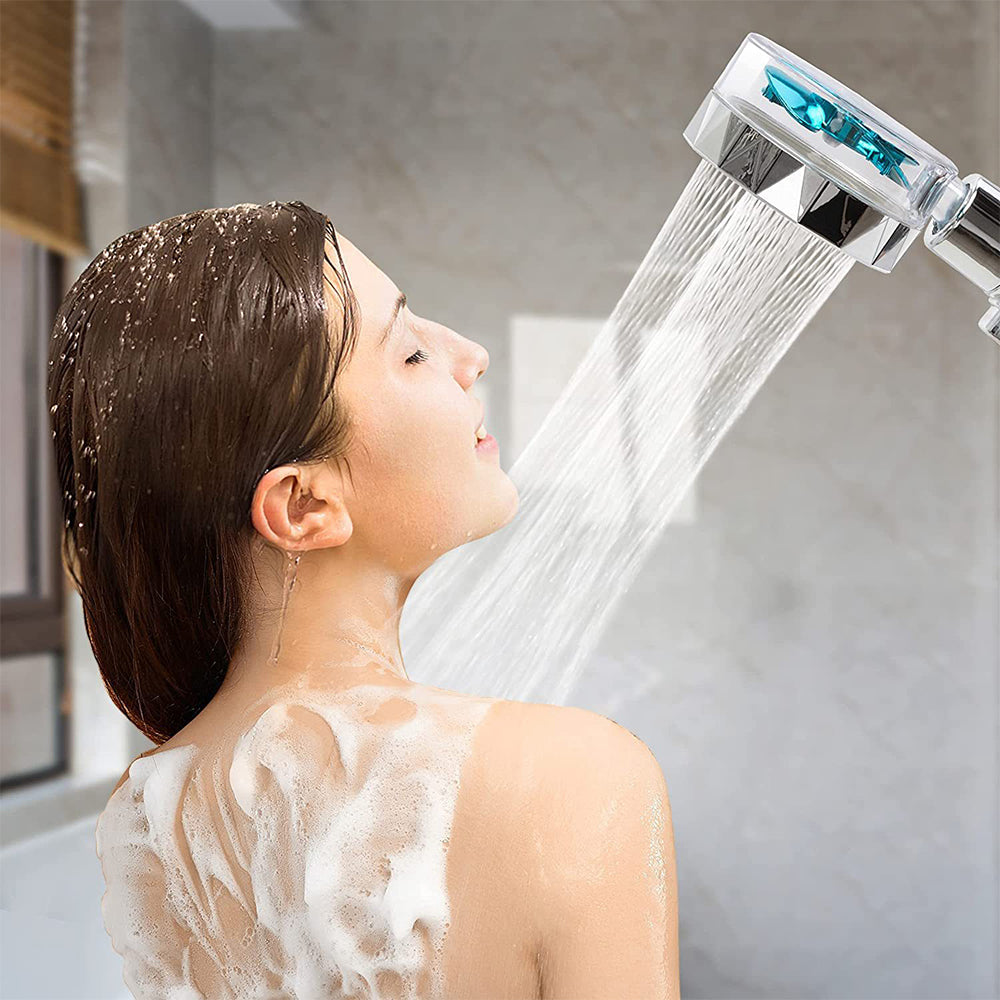 Handheld Propeller High Pressure Shower Head Blue