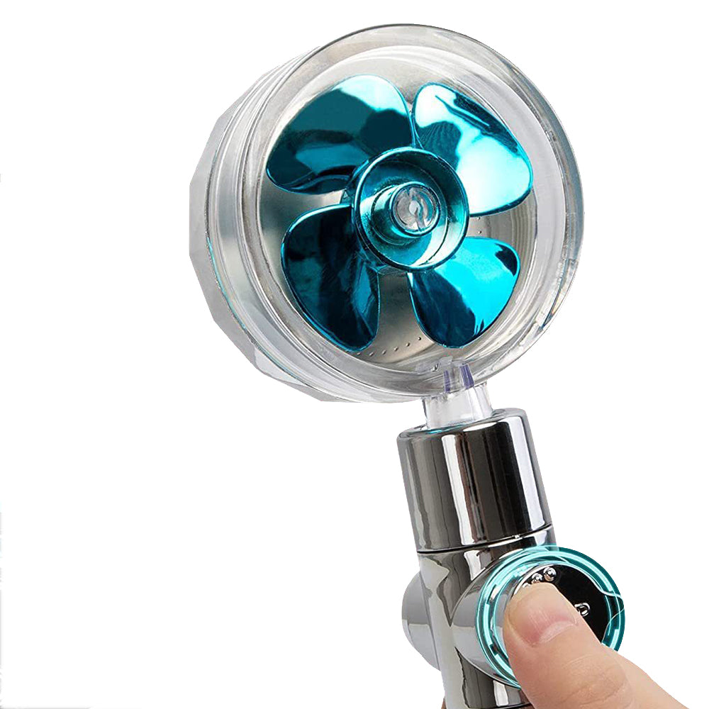 Handheld Propeller High Pressure Shower Head Blue