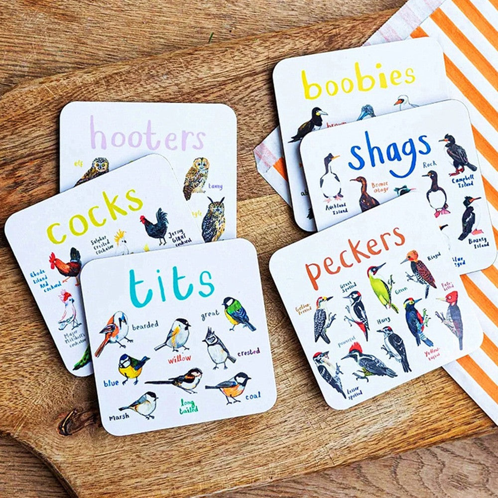 6Pcs Bird Pun Coasters Drink Coasters Non Slip Coffee Cup Mats Mug Pad