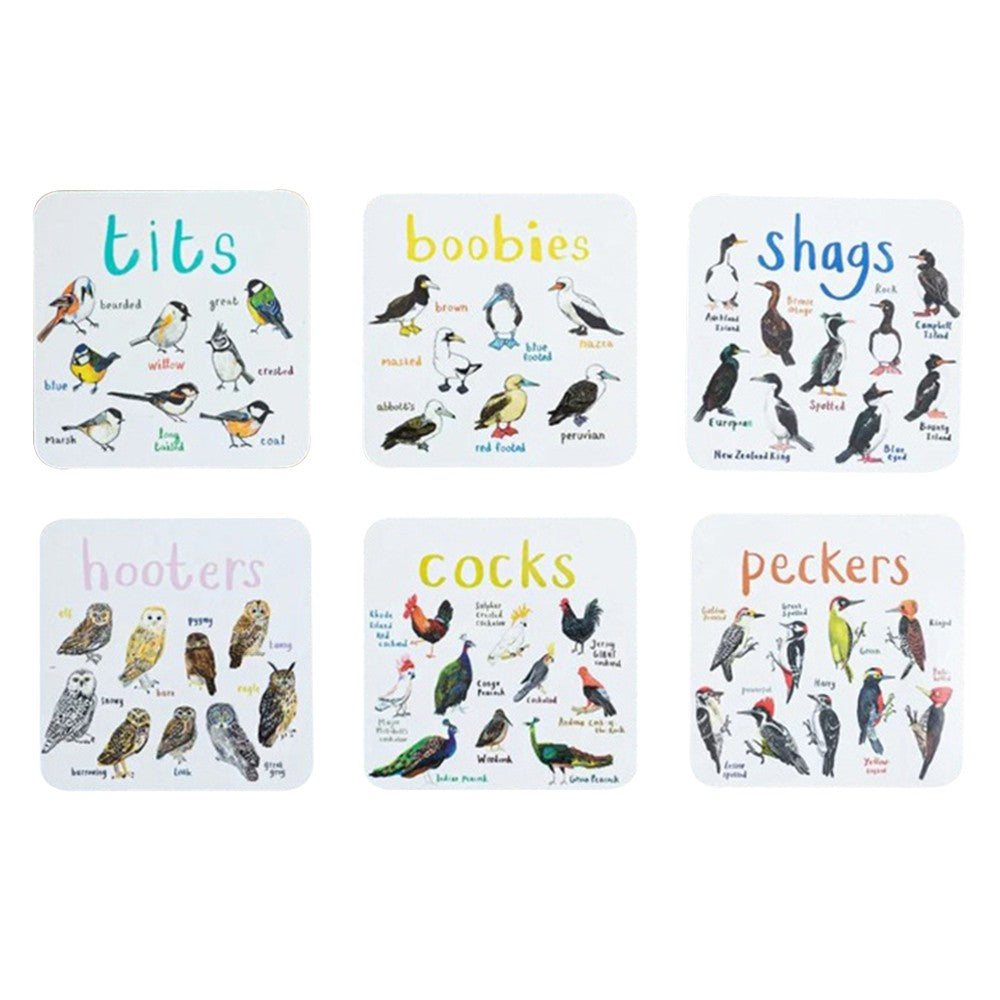 6Pcs Bird Pun Coasters Drink Coasters Non Slip Coffee Cup Mats Mug Pad