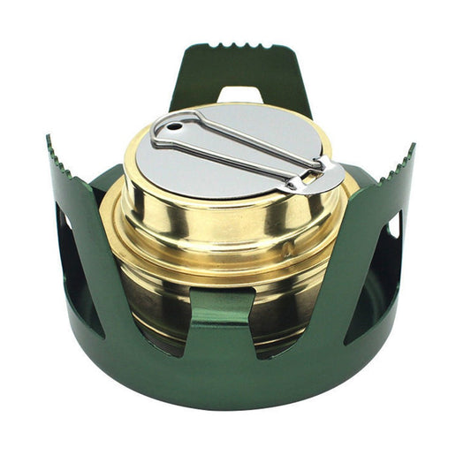 Outdoor Mini Alcohol Stove Burner Portable Hiking Camping Stove Burner with Stand Green