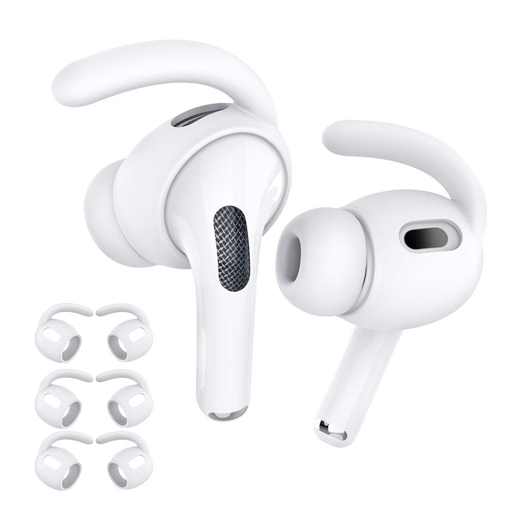 3 Pairs of for AirPods Pro Ear Hooks Covers Earbuds Anti Slip Covers Silicone Earphones Earhooks White