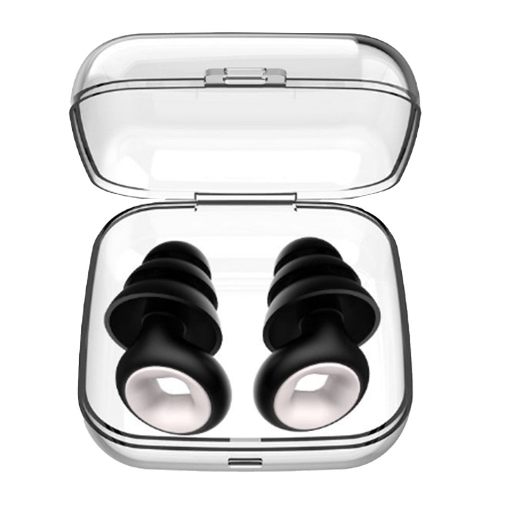 Pair of Reusable 3 Layer Noise Reduction Earplugs Hearing Protection Ear Plugs Black