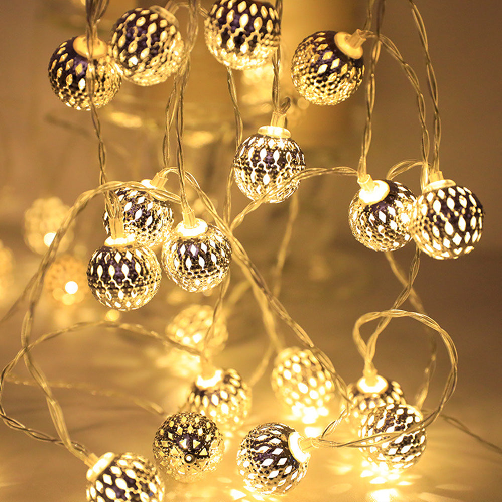 1 PCS 40LED Moroccan Globe String Lights Home Decor Warm Light