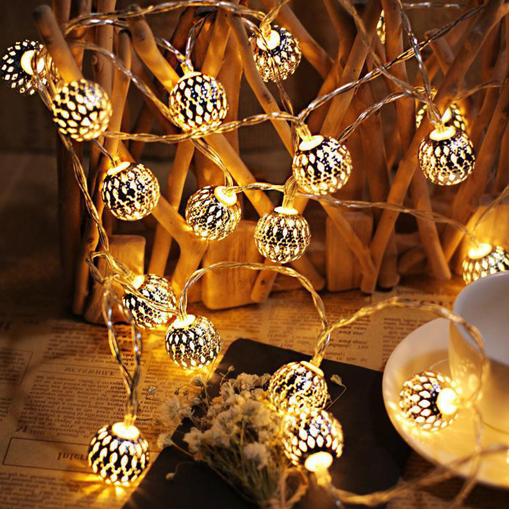 1 PCS 40LED Moroccan Globe String Lights Home Decor Warm Light